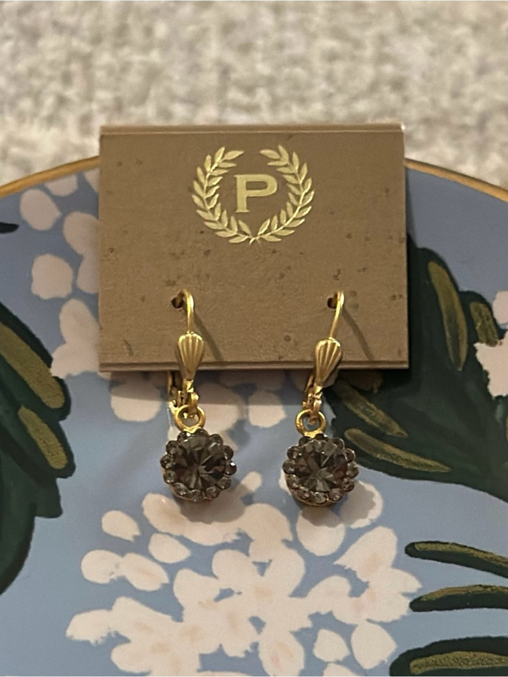 Gold Drop Earrings with Smoky Gemstones